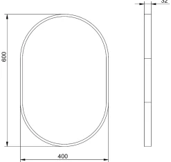 Miroir Simple|Bernstein Miroir mural oval design de salle de bain avec cadre en aluminium noir - 8144B - 40x60cm