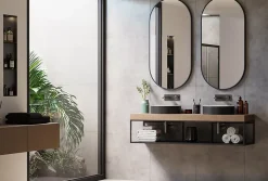 Bernstein Miroir mural oval design de salle de bain avec cadre en aluminium noir - 8144B - 60x120cm