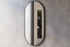 Bernstein Miroir mural oval design de salle de bain avec cadre en aluminium noir - 8144B - 60x120cm
