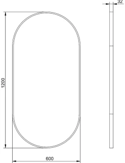 Bernstein Miroir mural oval design de salle de bain avec cadre en aluminium noir - 8144B - 60x120cm