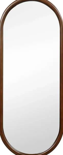 Miroir Grossissant|Giantex Miroir Mural Peu Encombrant,avec Cadre en Bois Massif,Miroir HD,4 Crochets de Fixation,pour Salon,Chambre, Balcon, Entrée, Noyer