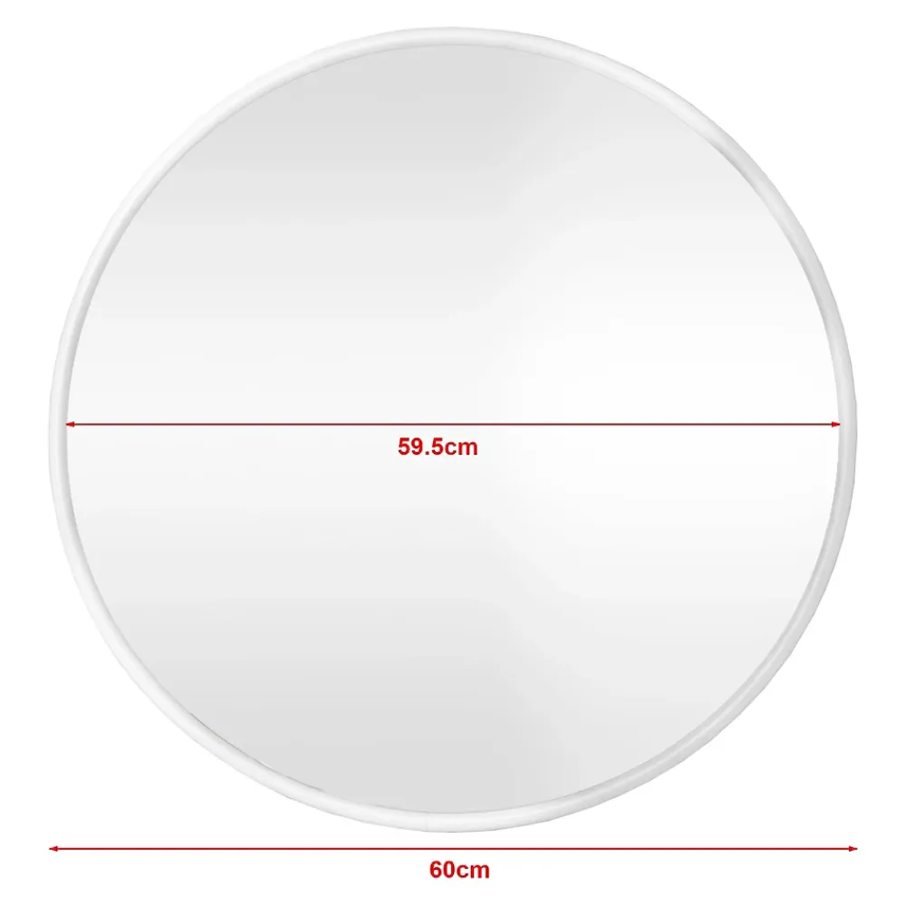 Helloshop26 Miroir mural rond 60 cm blanc blanc