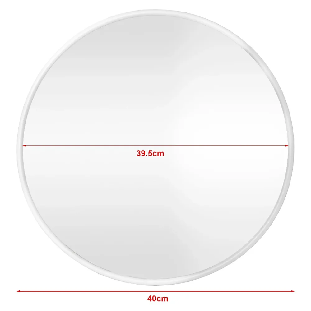 Helloshop26 Miroir mural rond 40 cm blanc blanc