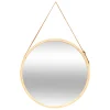 Miroir Simple|5Five Miroir mural rond avec lanière en cuir D50cm - Marron-