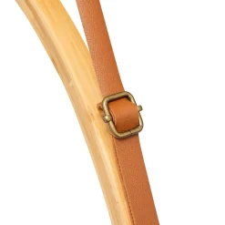 Miroir Simple|5Five Miroir mural rond avec lanière en cuir D50cm - Marron-