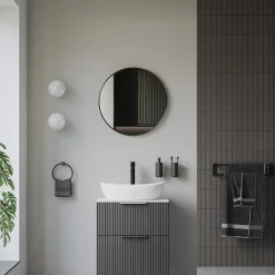 Miroir Simple|Bernstein Miroir mural rond design de salle de bain, cadre en aluminium, verre 4mm - 8232 - Couleur et Noir, 60cm