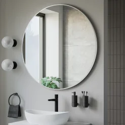 Bernstein Miroir mural rond design de salle de bain, cadre en aluminium, verre 4mm - 8232 - Couleur et Blanc, 100cm