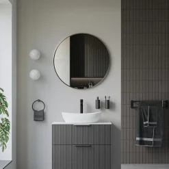 Miroir Simple|Bernstein Miroir mural rond design de salle de bain, cadre en aluminium, verre 4mm - 8232 - Couleur et Noir, 80cm