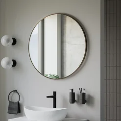 Bernstein Miroir mural rond design de salle de bain, cadre en aluminium, verre 4mm - 8232 - Couleur et 80cm, Or