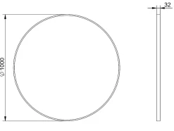 Miroir Simple|Bernstein Miroir mural rond design de salle de bain, cadre en aluminium, verre 4mm - 8232 - Couleur et Noir, 100cm