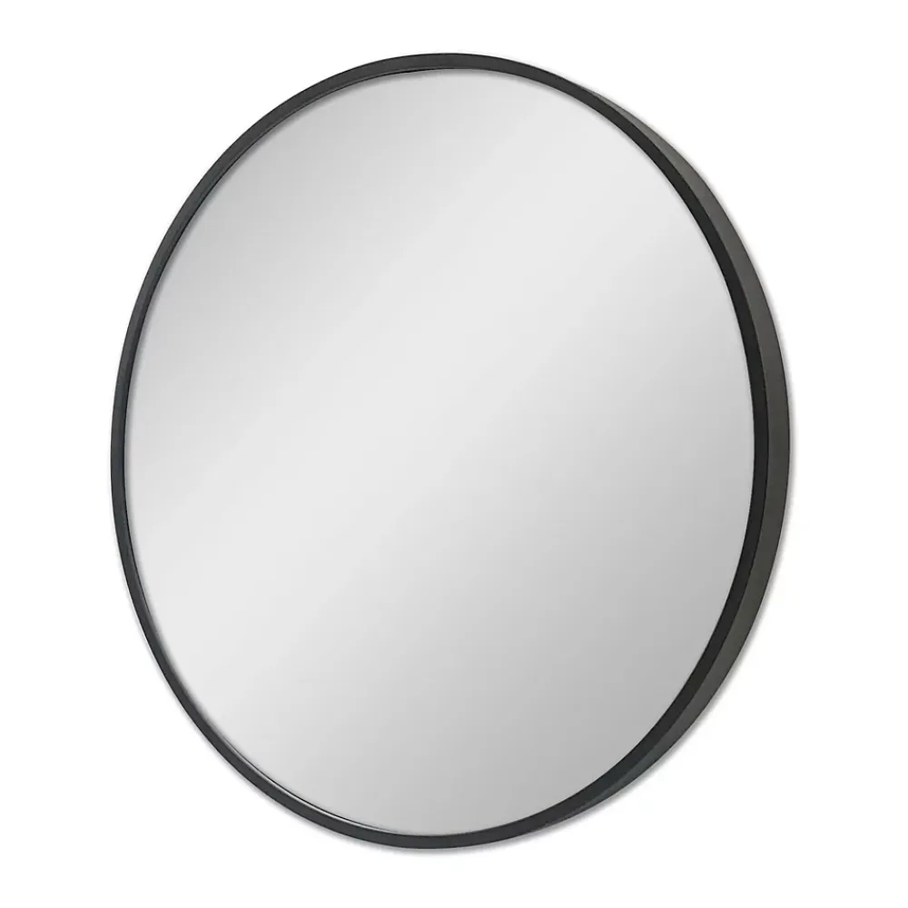 Helloshop26 Miroir mural rond diamètre 50 cm noir