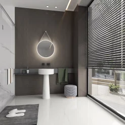 Miroir Lumineux|Bernstein Miroir mural rond salle de bain lumineux LED suspendu, fontion chauffante anti-buée et lumière réglable, Diamètre 60 cm, 2884