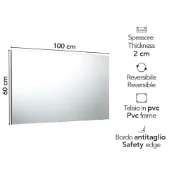 Kiamami Valentina Miroir Mural 100X60 Avec Bord Anti-Coupure