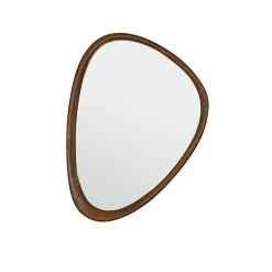 Berah Getah Miroir organique en mindi massif finition noyer 75x60 cm