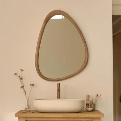 Miroir Simple|Berah Getah Miroir organique en teck massif 75x60 cm