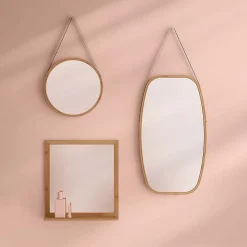 Miroir Simple|5Five Miroir ovale lanière cuir 77x43cm -