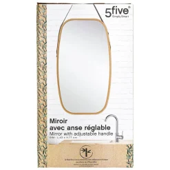 Miroir Simple|5Five Miroir ovale lanière cuir 77x43cm -