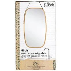 Miroir Simple|5Five Miroir ovale lanière cuir 77x43cm -