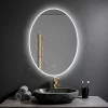 Saniland Miroir ovale LED 50x70 cm lumière dimmable 2700 6000 K, zone anti-buée et minuterie 60 min
