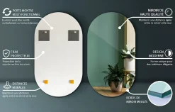 Tulup Miroir ovale 46x80 cm déco murale chambre 1 pièce