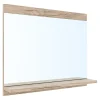 [En.Casa] Miroir pour salle de bains Krildihana 60 x 50 x 12 cm effet chêne en.casa