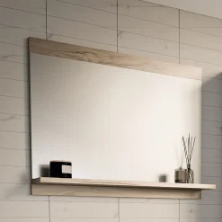 [En.Casa] Miroir pour salle de bains Krildihana 60 x 50 x 12 cm effet chêne en.casa