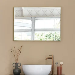 Berah Getah Miroir rectangulaire en métal doré