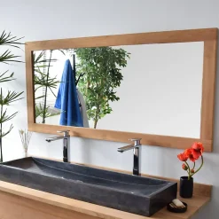 Wildwater Miroir rectangulaire en teck massif Lazy 150 x 70 cm
