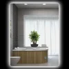 kleankin Miroir rectangulaire mural LED salle de bain - 70x50cm - 3 couleurs luminosité réglable tactile système antibuée blanc transparent