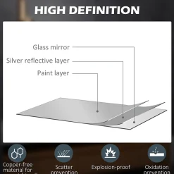 kleankin Miroir rectangulaire mural LED salle de bain - 70x50cm - 3 couleurs luminosité réglable tactile système antibuée blanc transparent