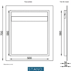 Miroir Simple|Stano Miroir rectangulaire sans cadre DORIA largeur 60 cm