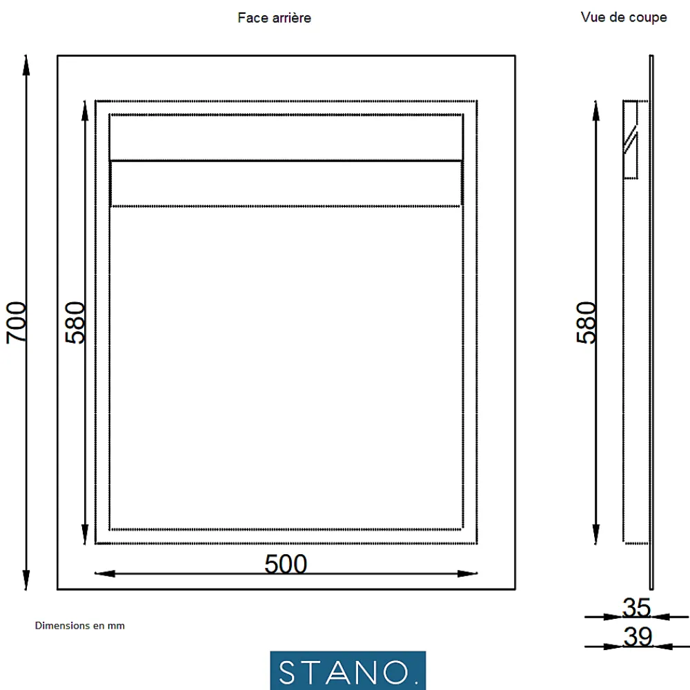 Miroir Simple|Stano Miroir rectangulaire sans cadre DORIA largeur 60 cm