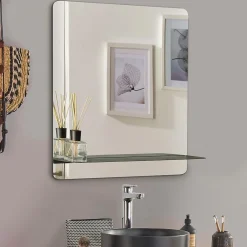 Miroir Simple|Mob-In Miroir rectangulaire SORRENTO avec tablette en métal