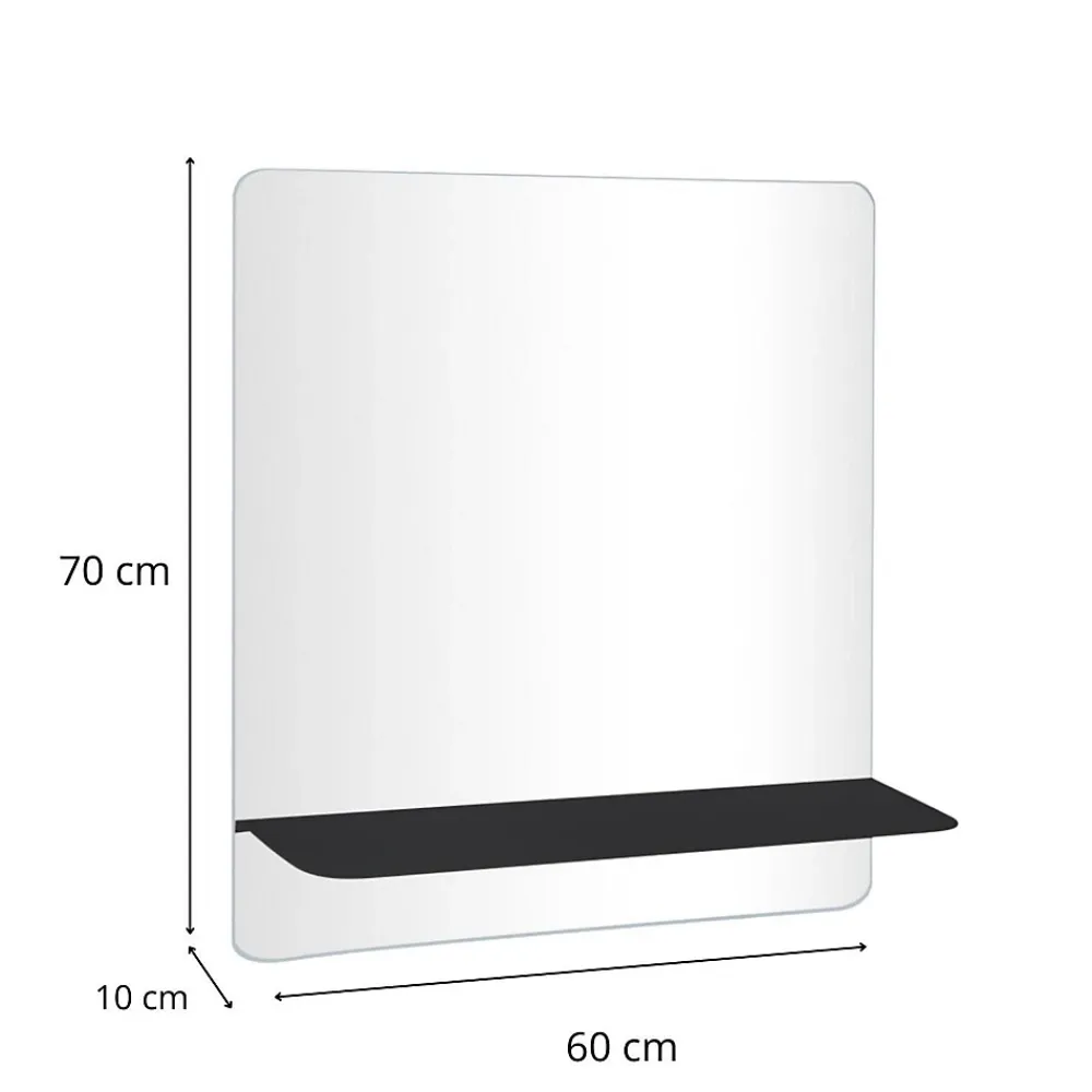 Miroir Simple|Mob-In Miroir rectangulaire SORRENTO avec tablette en métal