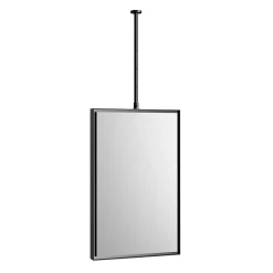 Miroir Simple|Bernstein Miroir rectangulaire suspendu cadre aluminium noir, rotation 360, réglable en hauteur, pour salle de bain - 50x80cm - 2145