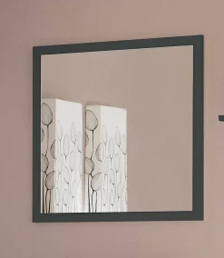 Miroir Simple|Dmora Miroir Rino, Miroir de salle de bain, 100% Made in Italy, 60x2h60 cm, Anthracite Brillant