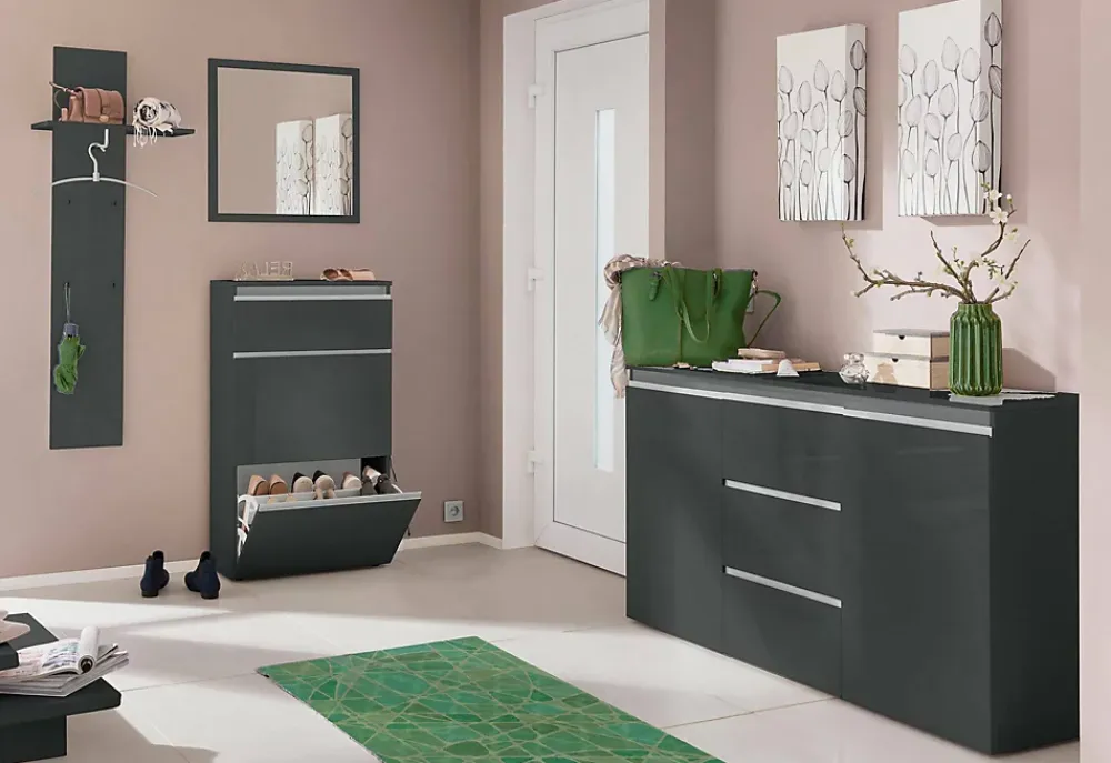 Miroir Simple|Dmora Miroir Rino, Miroir de salle de bain, 100% Made in Italy, 60x2h60 cm, Anthracite Brillant