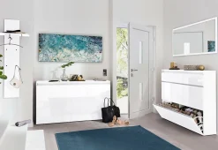 Dmora Miroir Romeo, Miroir de salle de bain, 100% Made in Italy, 120x2h60 cm, Blanc brillant