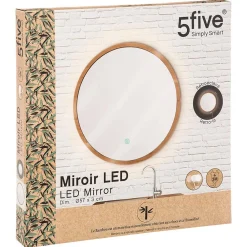 Miroir Simple|5Five Miroir rond à led 57cm Bambou -