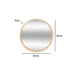 Miroir Simple|5Five Miroir rond à led 57cm Bambou -