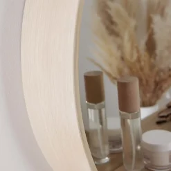 Miroir Simple|Mob-In Miroir rond en chêne avec étagère 60 cm OBLO
