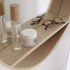 Miroir Simple|Mob-In Miroir rond en chêne avec étagère 60 cm OBLO