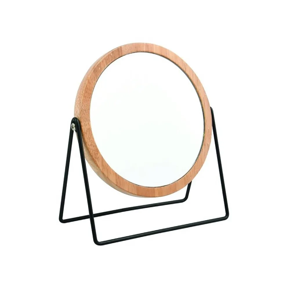 Miroir Grossissant|MSV Miroir Rond Grossissant SATCHI Bois Acier Noir