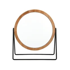 Miroir Grossissant|MSV Miroir Rond Grossissant SATCHI Bois Acier Noir