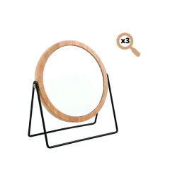 Miroir Grossissant|MSV Miroir Rond Grossissant SATCHI Bois Acier Noir