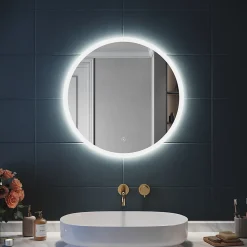 Miroir Lumineux|Sirhona Miroir Rond Lumineux Salle de Bain LED Eclairage Intégré avec Fonction Anti-buée 60cm Mirroir Rond LED Rétro-éclairé