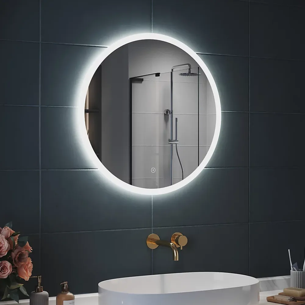 Miroir Lumineux|Sirhona Miroir Rond Lumineux Salle de Bain LED Eclairage Intégré avec Fonction Anti-buée 60cm Mirroir Rond LED Rétro-éclairé