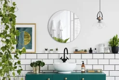 Miroir Simple|Tulup Miroir rond pour salle de bain 80 cm pour maquillage 1 pièce