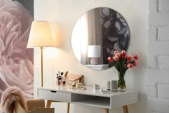 Tulup Miroir rond sans cadre 60 cm suspendu pour salon 1 pièce