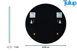 Tulup Miroir rond sans cadre 60 cm suspendu pour salon 1 pièce